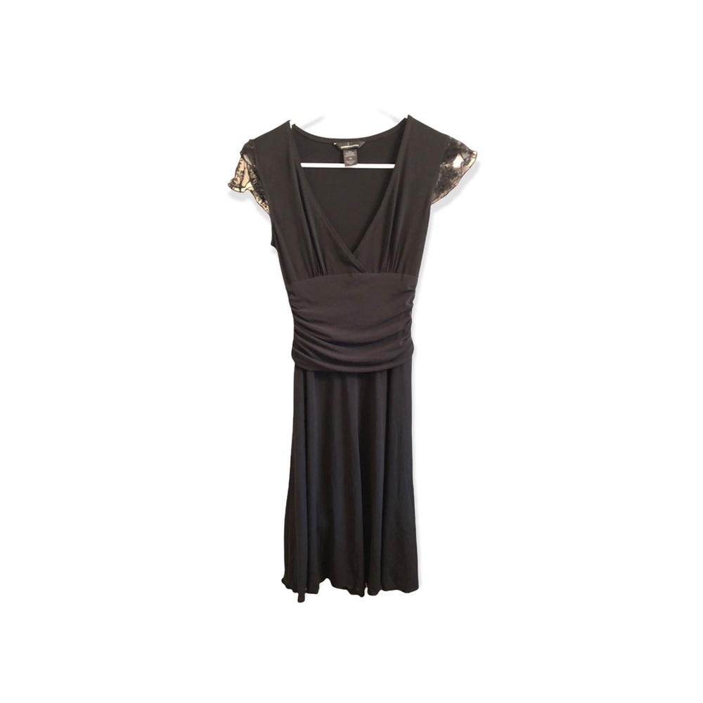 Black midi dress, shoulder lace - XS